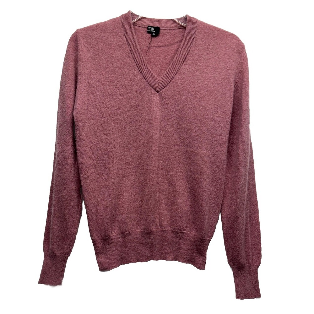 Icarus Womens Size 38 Pink Long Sleeve V-Neck Cashmere Pullover Sweater (J5)
